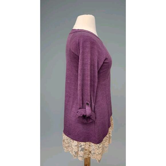 LOGO by Lori Goldstein Knit Tunic Top Size Medium Purple - Picture 3 of 10